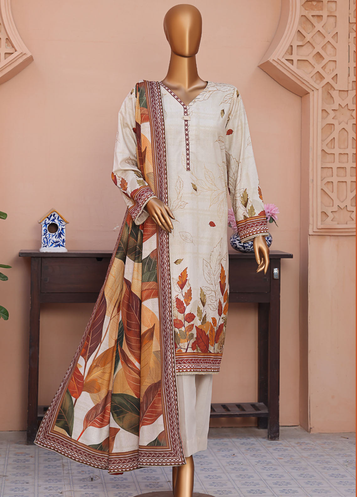 HZ Textiles Printed Linen Slub 3 Piece Unstitched Suit HZ25LSS LSD-304 HZ Textiles Printed Linen Slub 3 Piece Unstitched Suit HZ25LSS LSD-304