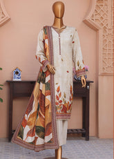 HZ Textiles Printed Linen Slub 3 Piece Unstitched Suit HZ25LSS LSD-304