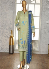 HZ Textiles Printed Linen Slub 3 Piece Unstitched Suit HZ25LSS LSD-306
