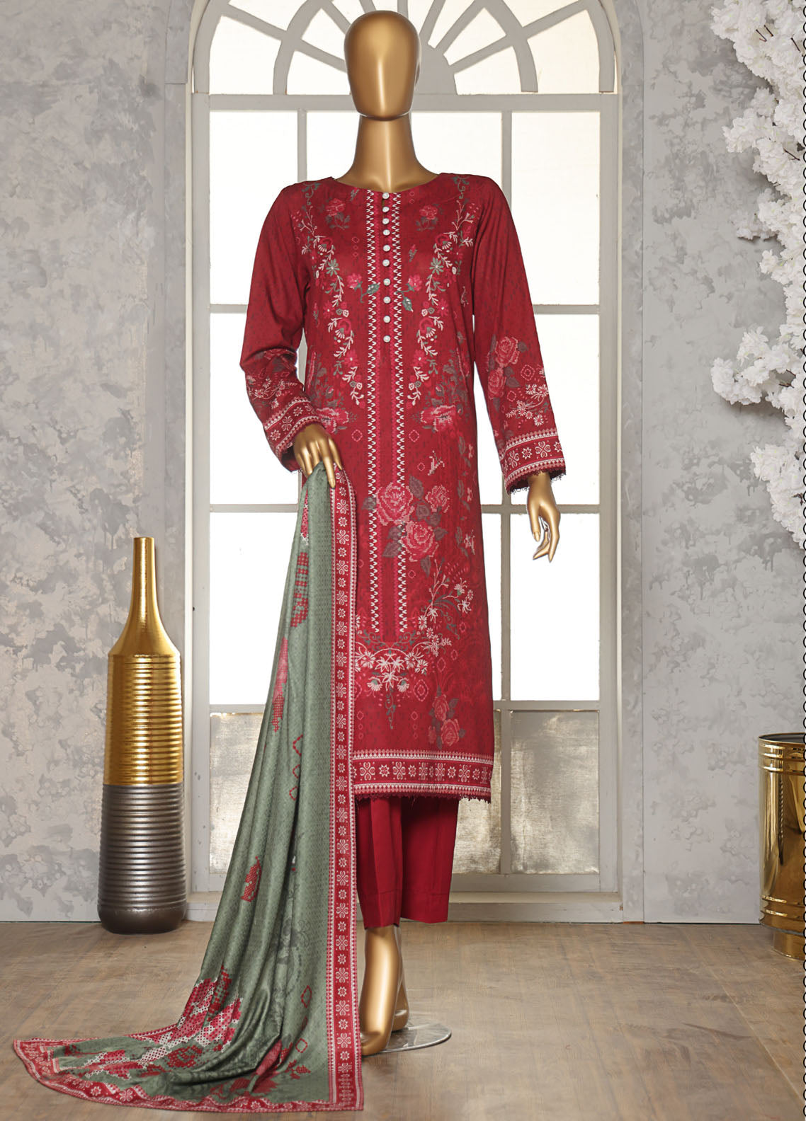 HZ Textiles Printed Linen Slub 3 Piece Unstitched Suit HZ25LSS LSD-307 HZ Textiles Printed Linen Slub 3 Piece Unstitched Suit HZ25LSS LSD-307