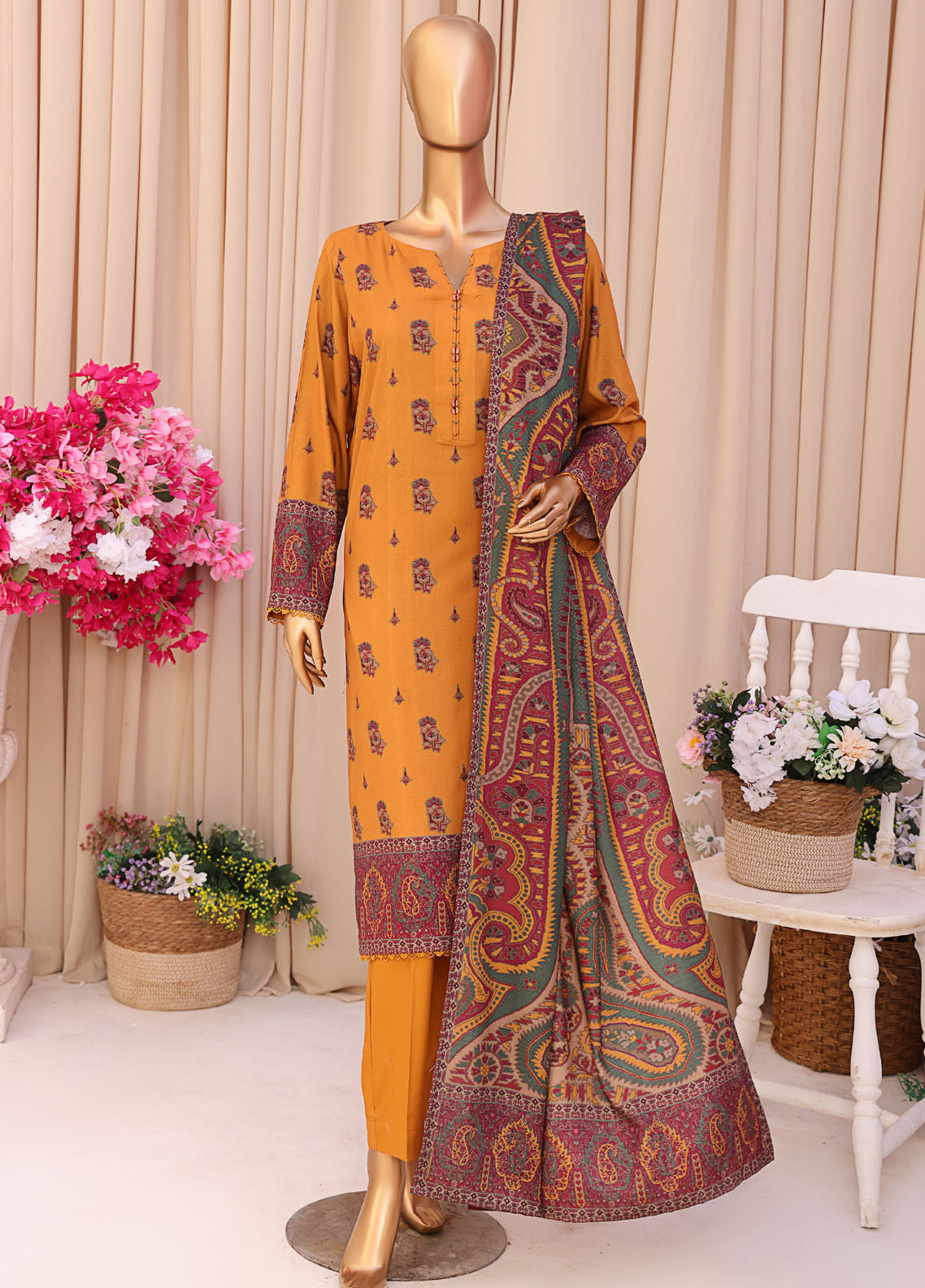 HZ Textiles Printed Linen Slub 3 Piece Unstitched Suit HZ25LSS LSD-309 HZ Textiles Printed Linen Slub 3 Piece Unstitched Suit HZ25LSS LSD-309