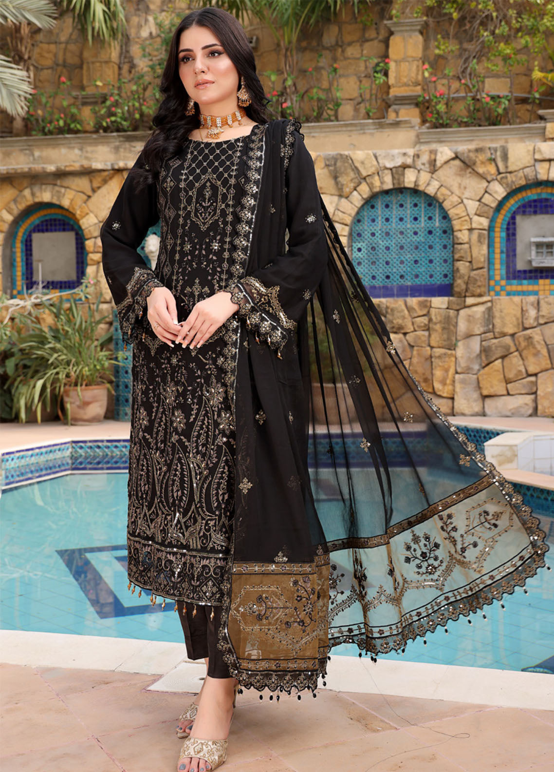 Iishq-E-Atish By Schick Luxury Embroidered Chiffon 3 Piece Semi Stitched Suit SDH24IALC D-01 Iishq-E-Atish By Schick Luxury Embroidered Chiffon 3 Piece Semi Stitched Suit SDH24IALC D-01