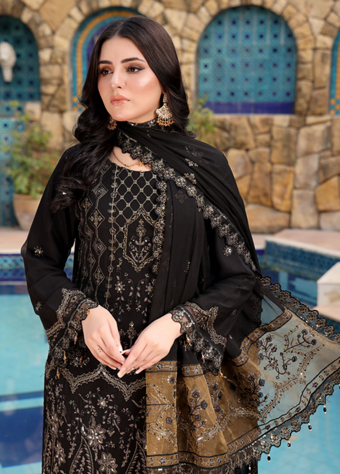 Iishq-E-Atish By Schick Luxury Embroidered Chiffon 3 Piece Semi Stitched Suit SDH24IALC D-01 Iishq-E-Atish By Schick Luxury Embroidered Chiffon 3 Piece Semi Stitched Suit SDH24IALC D-01