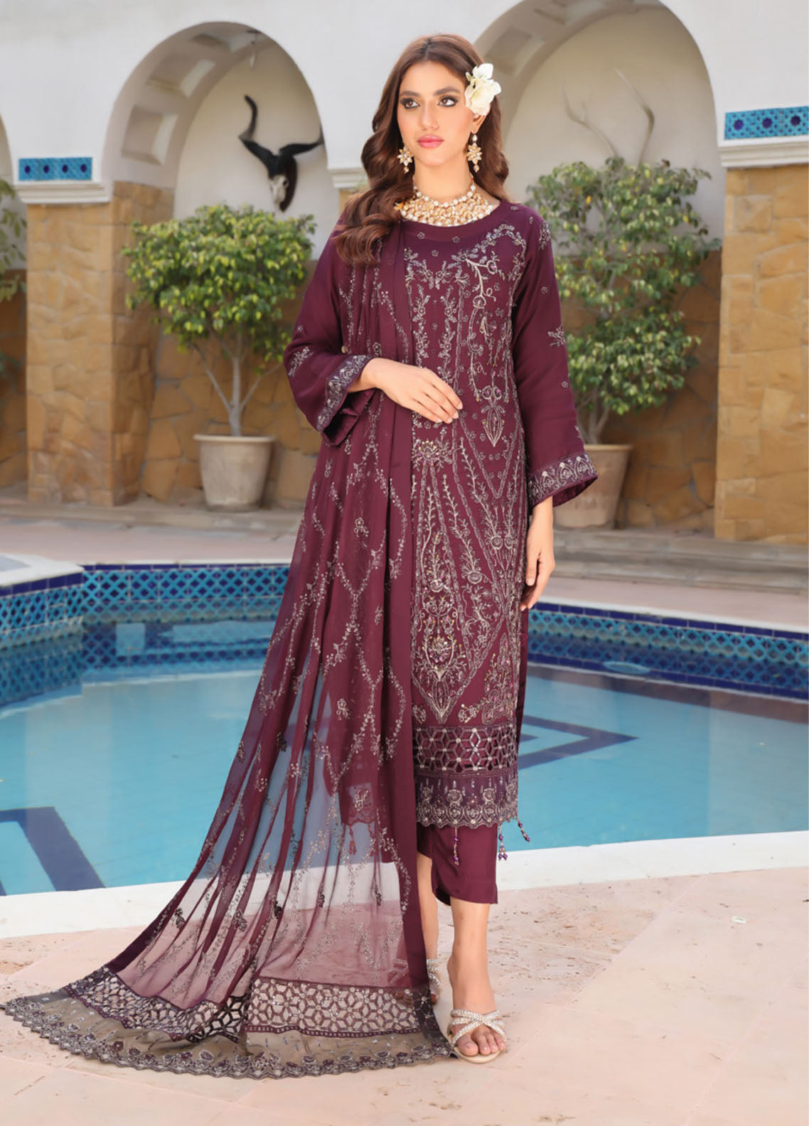 Iishq-E-Atish By Schick Luxury Embroidered Chiffon 3 Piece Semi Stitched Suit SDH24IALC D-06 Iishq-E-Atish By Schick Luxury Embroidered Chiffon 3 Piece Semi Stitched Suit SDH24IALC D-06
