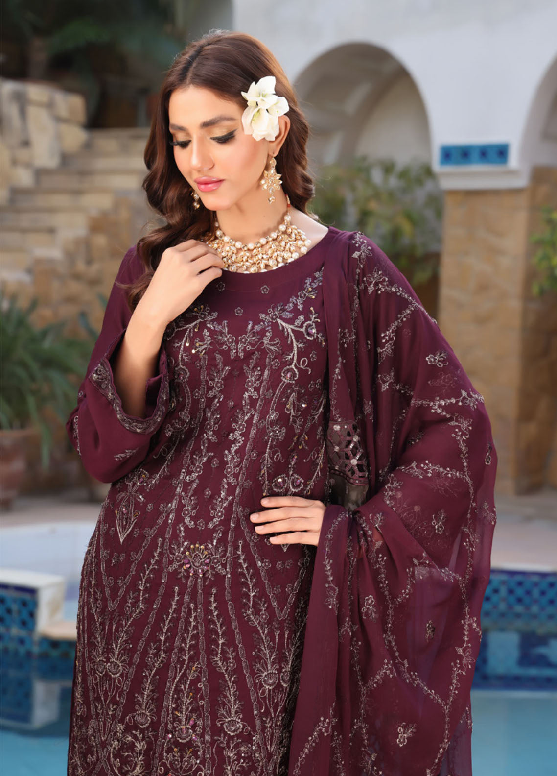 Iishq-E-Atish By Schick Luxury Embroidered Chiffon 3 Piece Semi Stitched Suit SDH24IALC D-06 Iishq-E-Atish By Schick Luxury Embroidered Chiffon 3 Piece Semi Stitched Suit SDH24IALC D-06