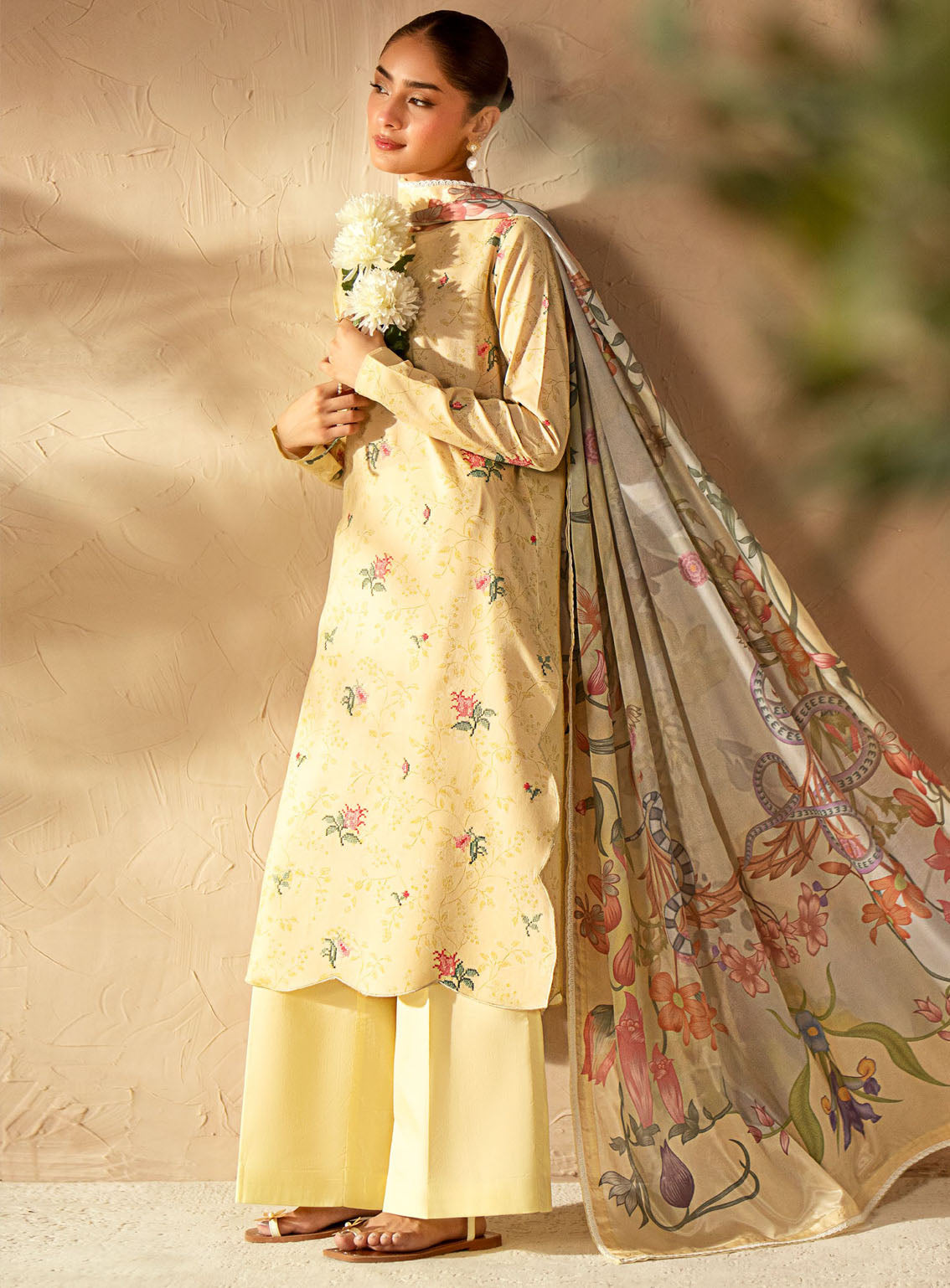 Ilara By Seran Embroidered Cambric 3 Piece Unstitched Suit SRN24I D-02 CITRINE Ilara By Seran Embroidered Cambric 3 Piece Unstitched Suit SRN24I D-02 CITRINE