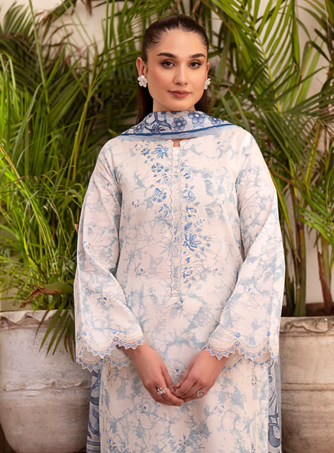 Ilara By Seran Embroidered Cambric 3 Piece Unstitched Suit SRN24I D-03 CIEL Ilara By Seran Embroidered Cambric 3 Piece Unstitched Suit SRN24I D-03 CIEL