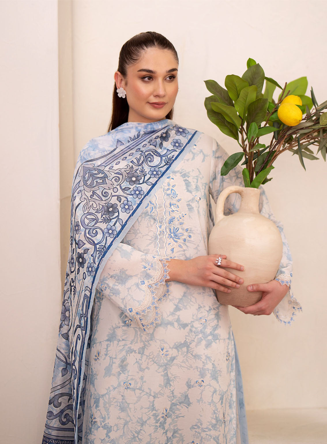 Ilara By Seran Embroidered Cambric 3 Piece Unstitched Suit SRN24I D-03 CIEL Ilara By Seran Embroidered Cambric 3 Piece Unstitched Suit SRN24I D-03 CIEL