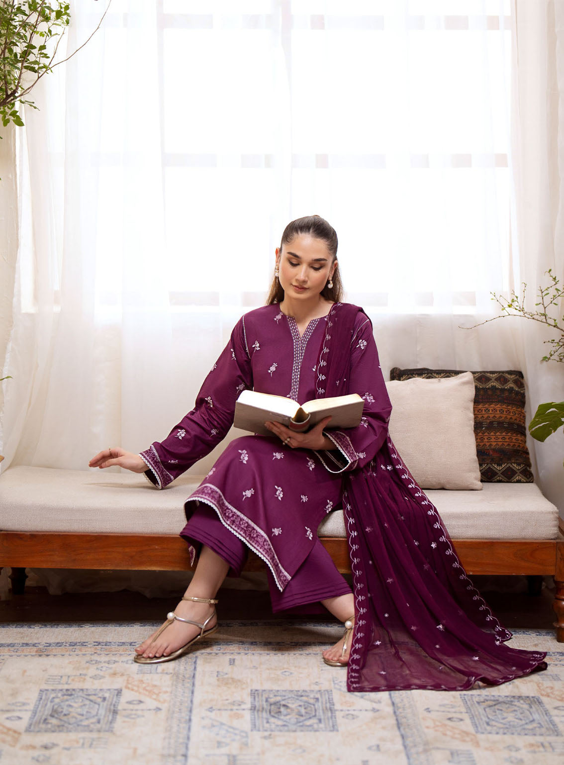 Ilara By Seran Embroidered Cambric 3 Piece Unstitched Suit SRN24I D-04 CASSIS Ilara By Seran Embroidered Cambric 3 Piece Unstitched Suit SRN24I D-04 CASSIS