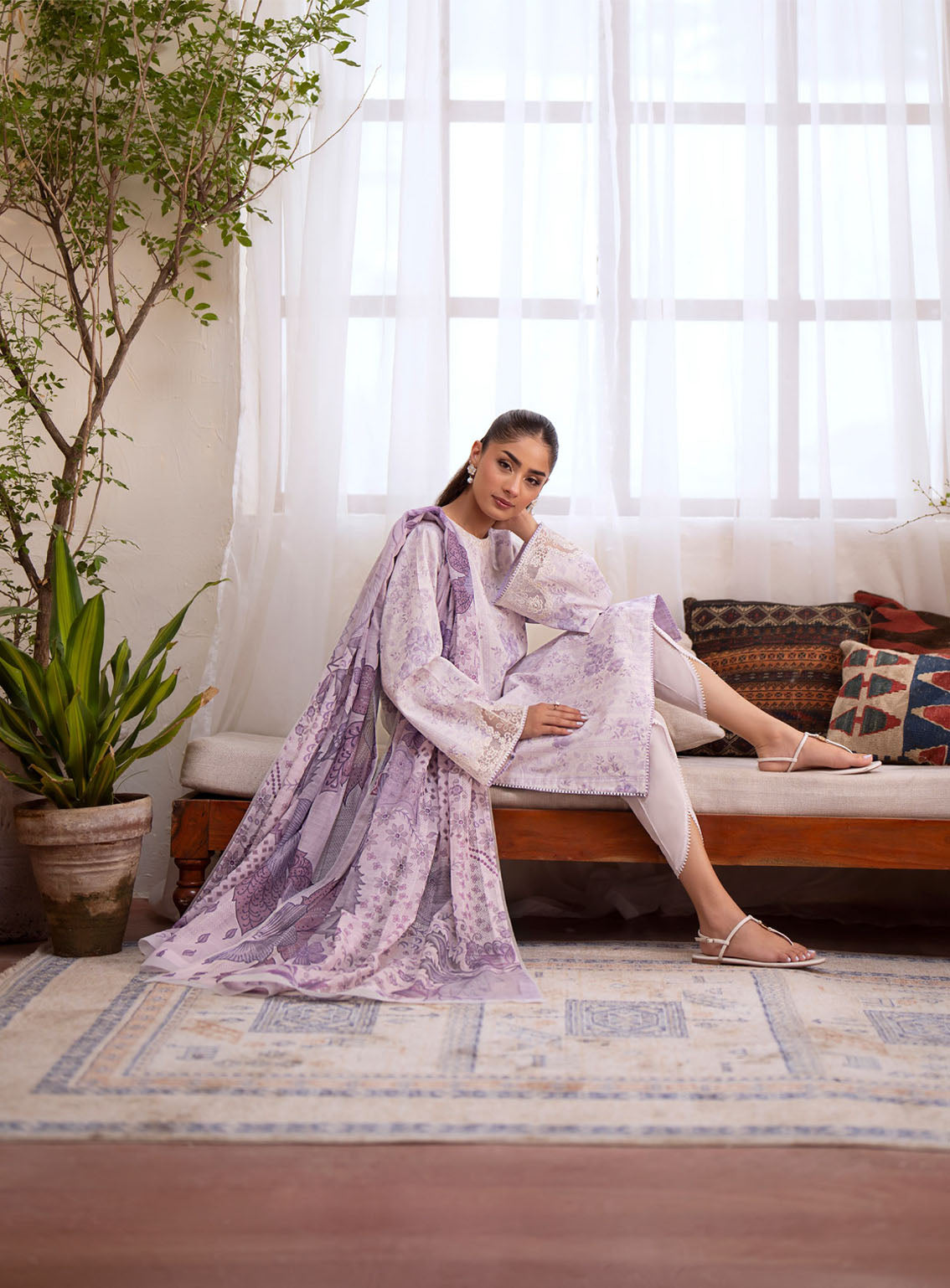 Ilara By Seran Embroidered Cambric 3 Piece Unstitched Suit SRN24I D-09 LILAS Ilara By Seran Embroidered Cambric 3 Piece Unstitched Suit SRN24I D-09 LILAS