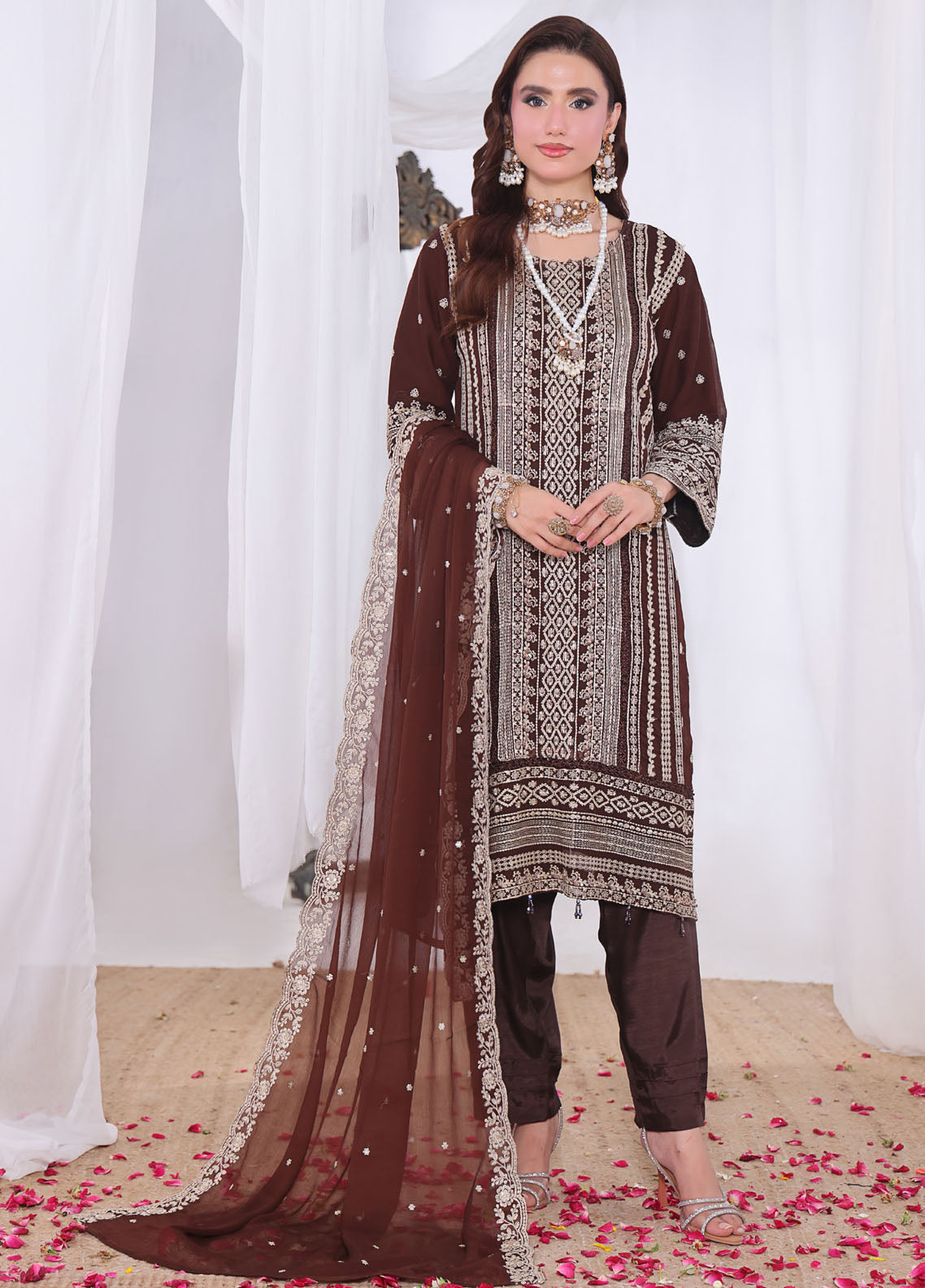 Impressions By Schick Embroidered Chiffon 3 Piece Semi Stitched Suit SDH25ILC HE-02 Impressions By Schick Embroidered Chiffon 3 Piece Semi Stitched Suit SDH25ILC HE-02