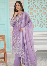 Inara By Azmeerah Embroidered Chiffon 3 Piece Semi Stitched Suit AZ24I D-01 PERI WINKLE