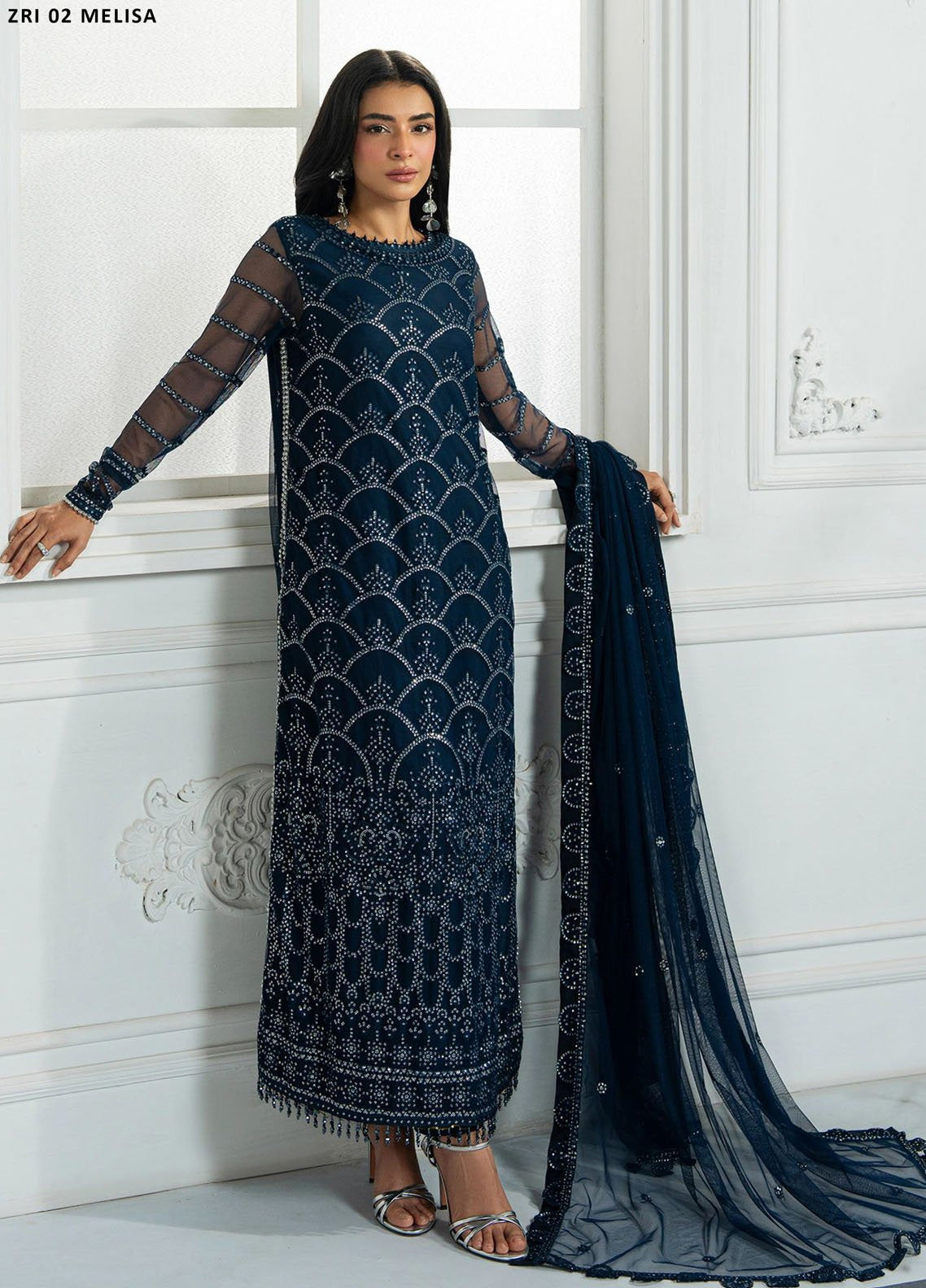 Inara By Zarif Embroidered Net 3 Piece Unstitched Suit ZF25IF ZRI-02 MELISA Inara By Zarif Embroidered Net 3 Piece Unstitched Suit ZF25IF ZRI-02 MELISA