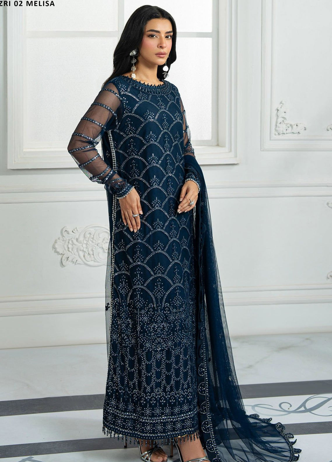 Inara By Zarif Embroidered Net 3 Piece Unstitched Suit ZF25IF ZRI-02 MELISA Inara By Zarif Embroidered Net 3 Piece Unstitched Suit ZF25IF ZRI-02 MELISA