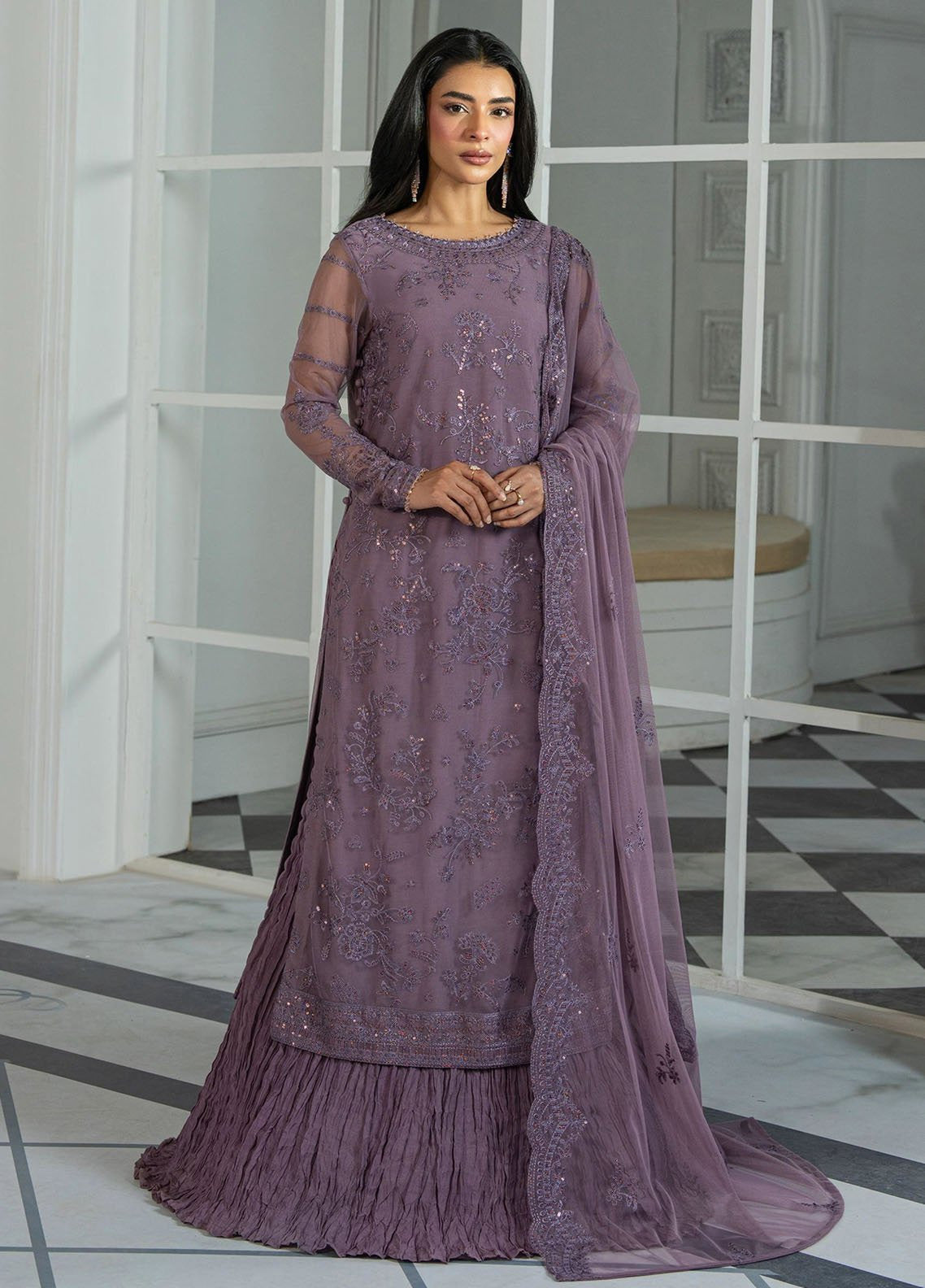 Inara By Zarif Embroidered Net 3 Piece Unstitched Suit ZF25IF ZRI-03 NISA Inara By Zarif Embroidered Net 3 Piece Unstitched Suit ZF25IF ZRI-03 NISA