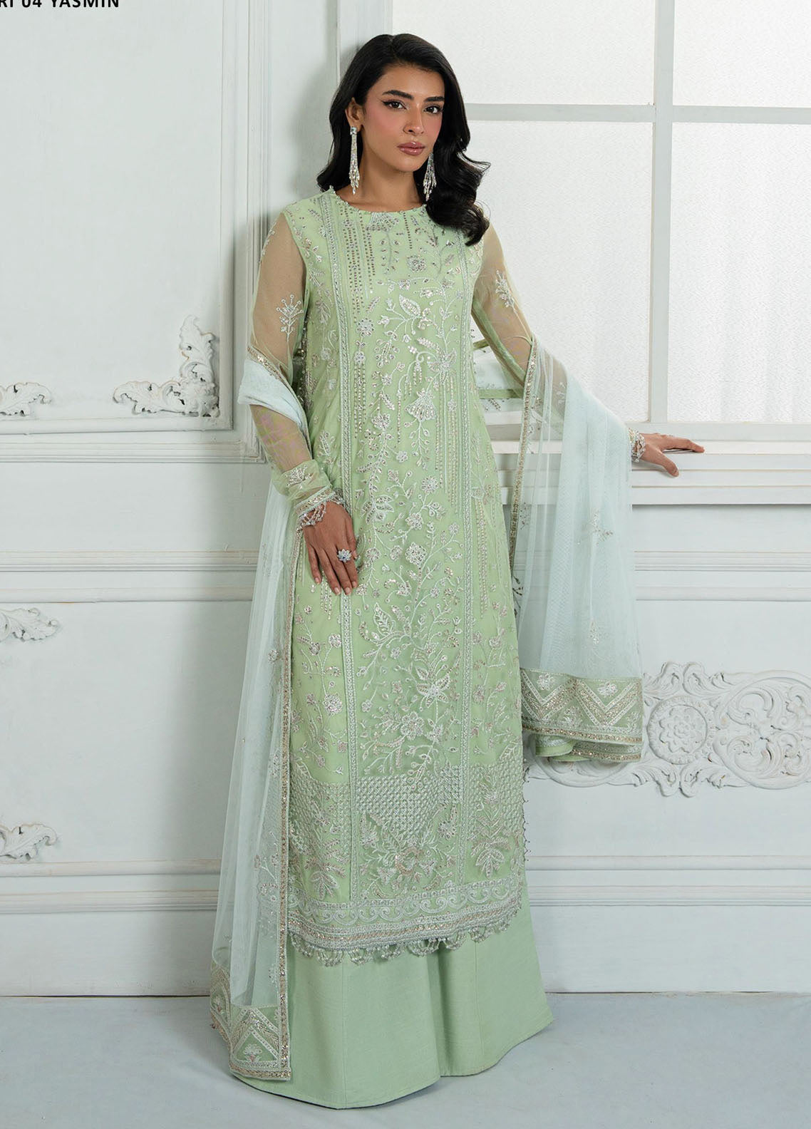 Inara By Zarif Embroidered Net 3 Piece Unstitched Suit ZF25IF ZRI-04 YASMIN Inara By Zarif Embroidered Net 3 Piece Unstitched Suit ZF25IF ZRI-04 YASMIN