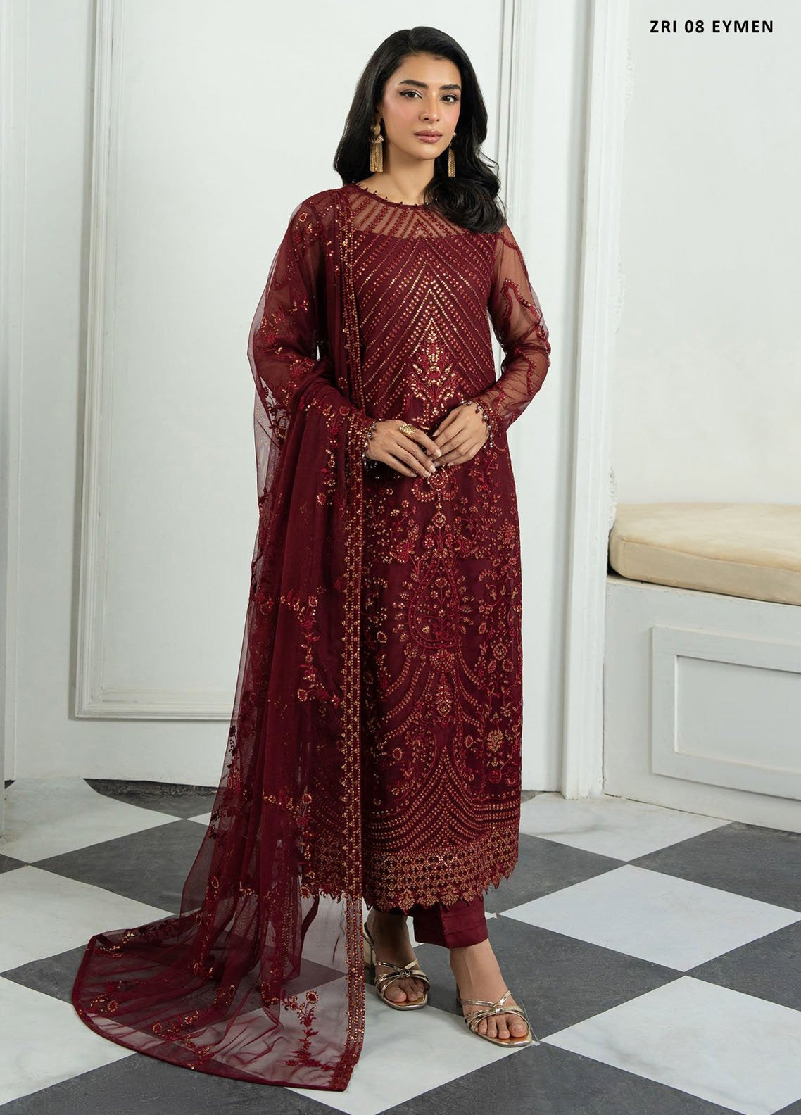 Inara By Zarif Embroidered Net 3 Piece Unstitched Suit ZF25IF ZRI-08 EYMEN Inara By Zarif Embroidered Net 3 Piece Unstitched Suit ZF25IF ZRI-08 EYMEN