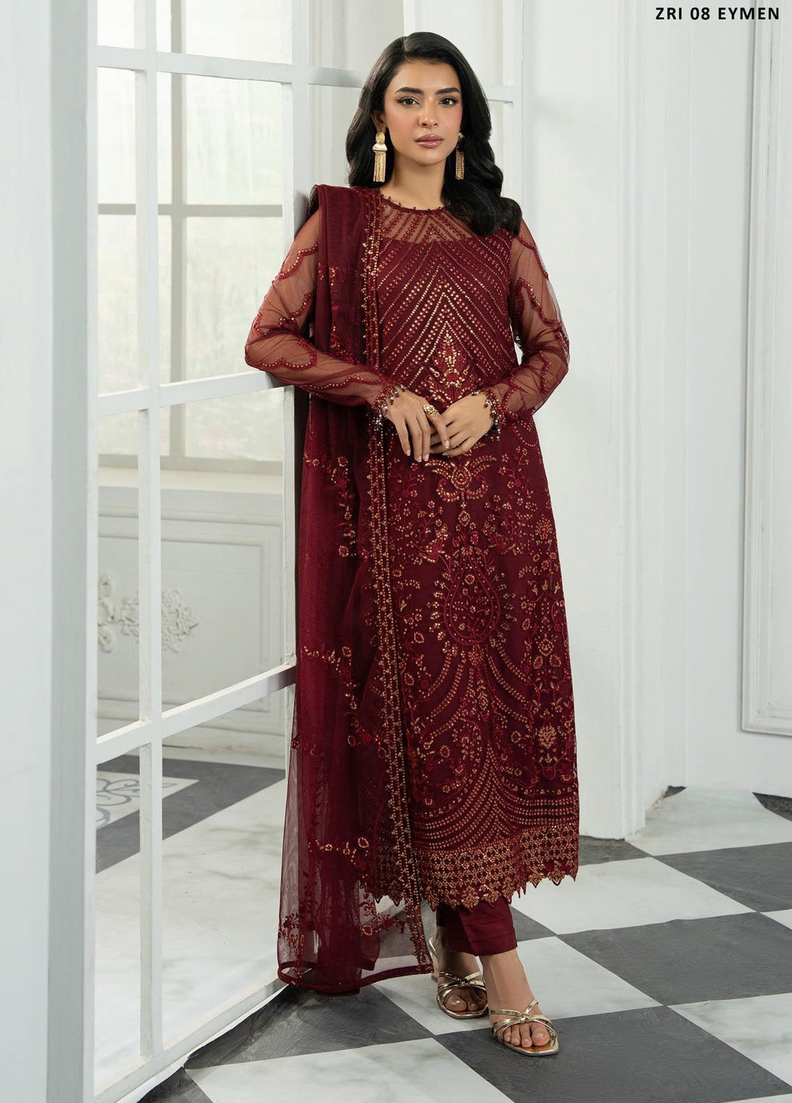 Inara By Zarif Embroidered Net 3 Piece Unstitched Suit ZF25IF ZRI-08 EYMEN Inara By Zarif Embroidered Net 3 Piece Unstitched Suit ZF25IF ZRI-08 EYMEN