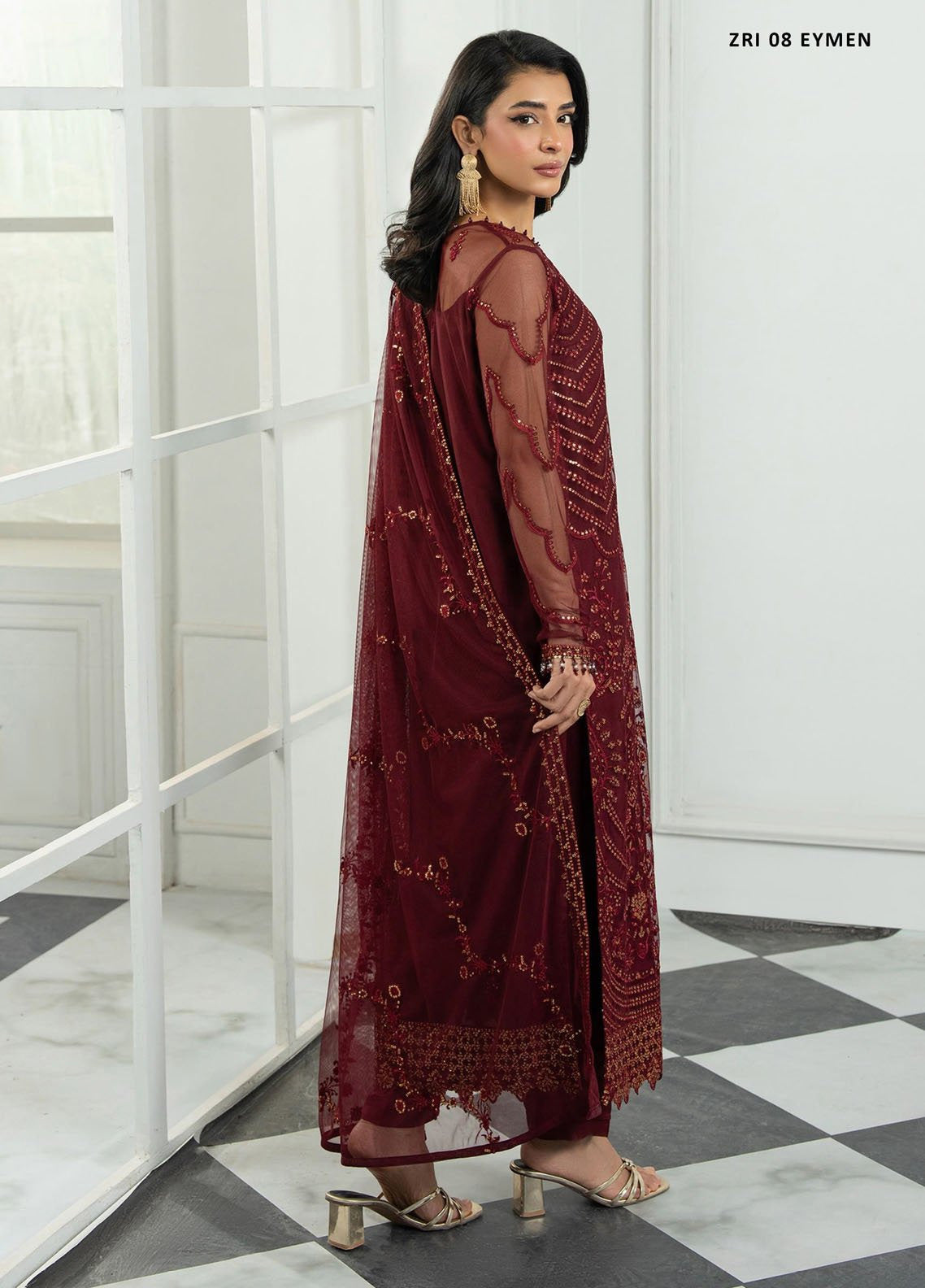 Inara By Zarif Embroidered Net 3 Piece Unstitched Suit ZF25IF ZRI-08 EYMEN Inara By Zarif Embroidered Net 3 Piece Unstitched Suit ZF25IF ZRI-08 EYMEN