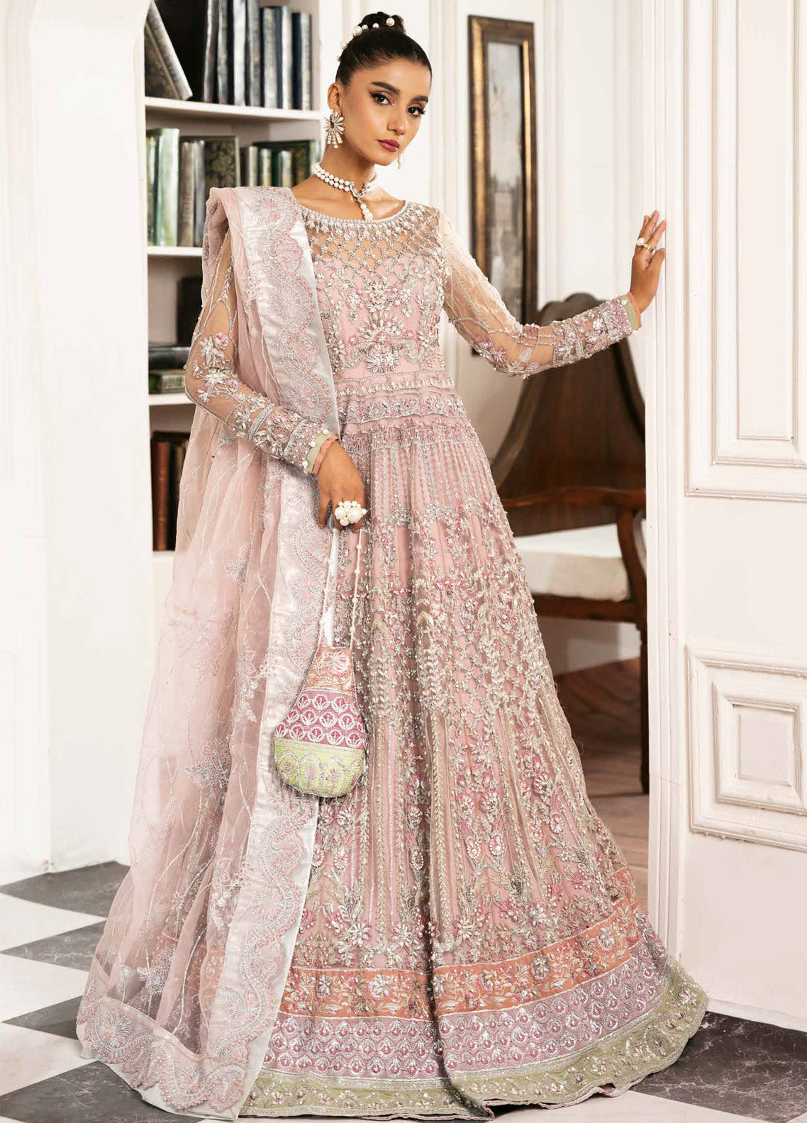 Inayat By AJR Couture Embroidered Net 3 Piece Unstitched Suit AJRC24IW D-05 ROSABELLA Inayat By AJR Couture Embroidered Net 3 Piece Unstitched Suit AJRC24IW D-05 ROSABELLA