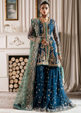 Inayat By AJR Couture Embroidered Net 3 Piece Unstitched Suit AJRC24IW D-06 REGAL SAPPHIRE