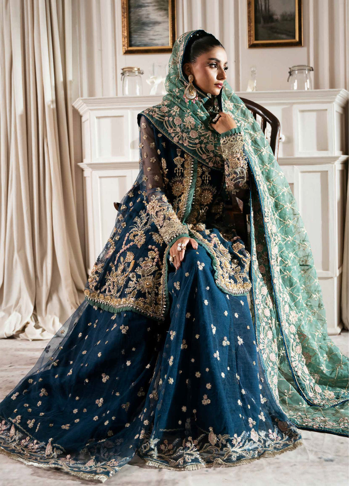 Inayat By AJR Couture Embroidered Net 3 Piece Unstitched Suit AJRC24IW D-06 REGAL SAPPHIRE Inayat By AJR Couture Embroidered Net 3 Piece Unstitched Suit AJRC24IW D-06 REGAL SAPPHIRE