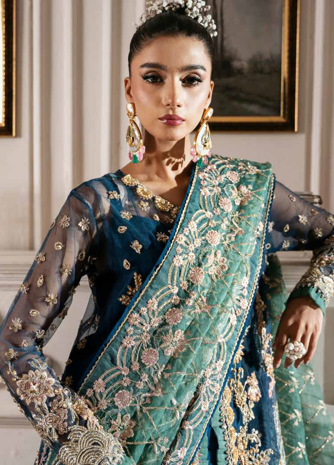 Inayat By AJR Couture Embroidered Net 3 Piece Unstitched Suit AJRC24IW D-06 REGAL SAPPHIRE Inayat By AJR Couture Embroidered Net 3 Piece Unstitched Suit AJRC24IW D-06 REGAL SAPPHIRE