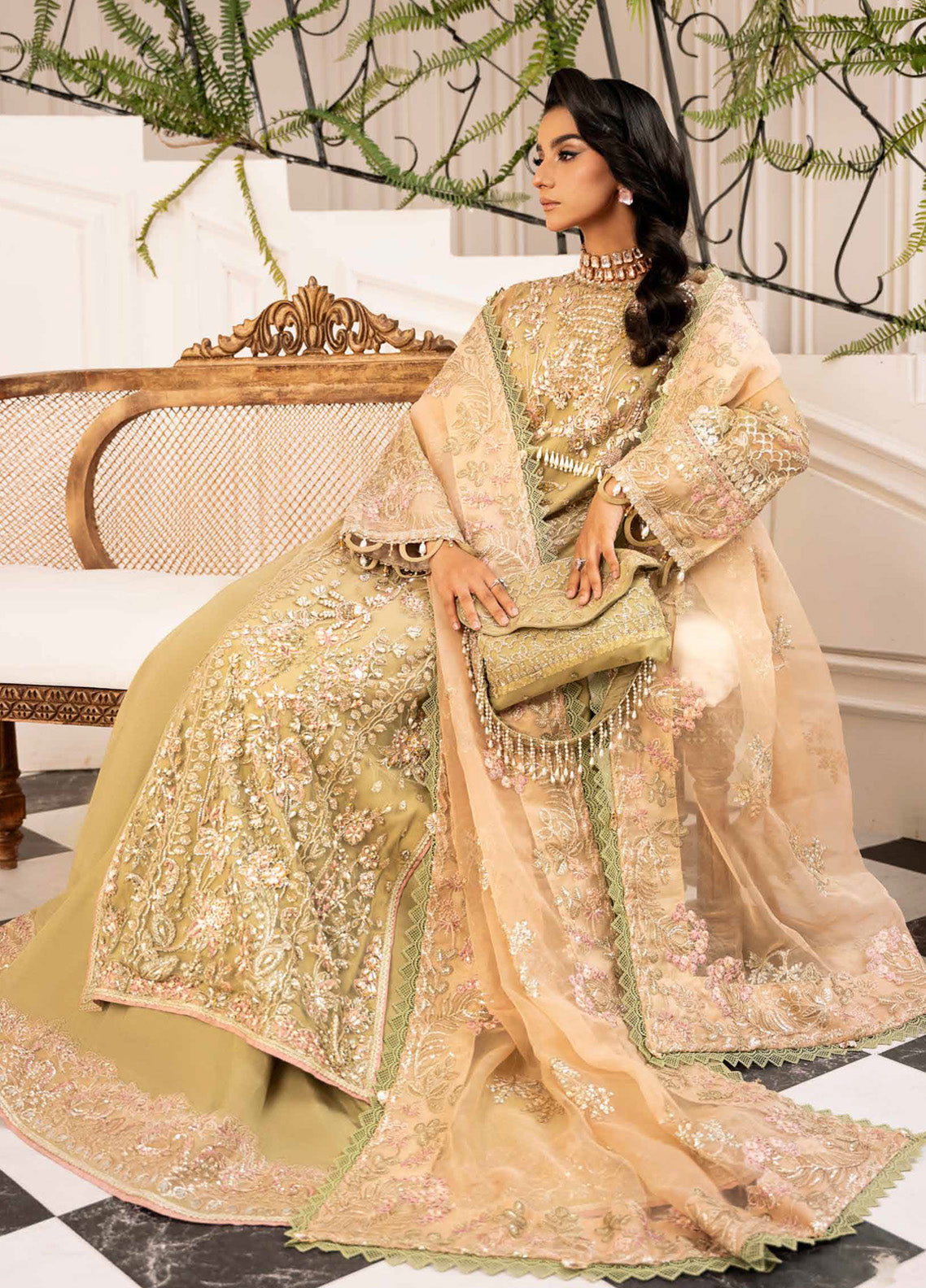 Inayat By AJR Couture Embroidered Net 4 Piece Unstitched Suit AJRC24IW D-01 BREWING MATCHA Inayat By AJR Couture Embroidered Net 4 Piece Unstitched Suit AJRC24IW D-01 BREWING MATCHA
