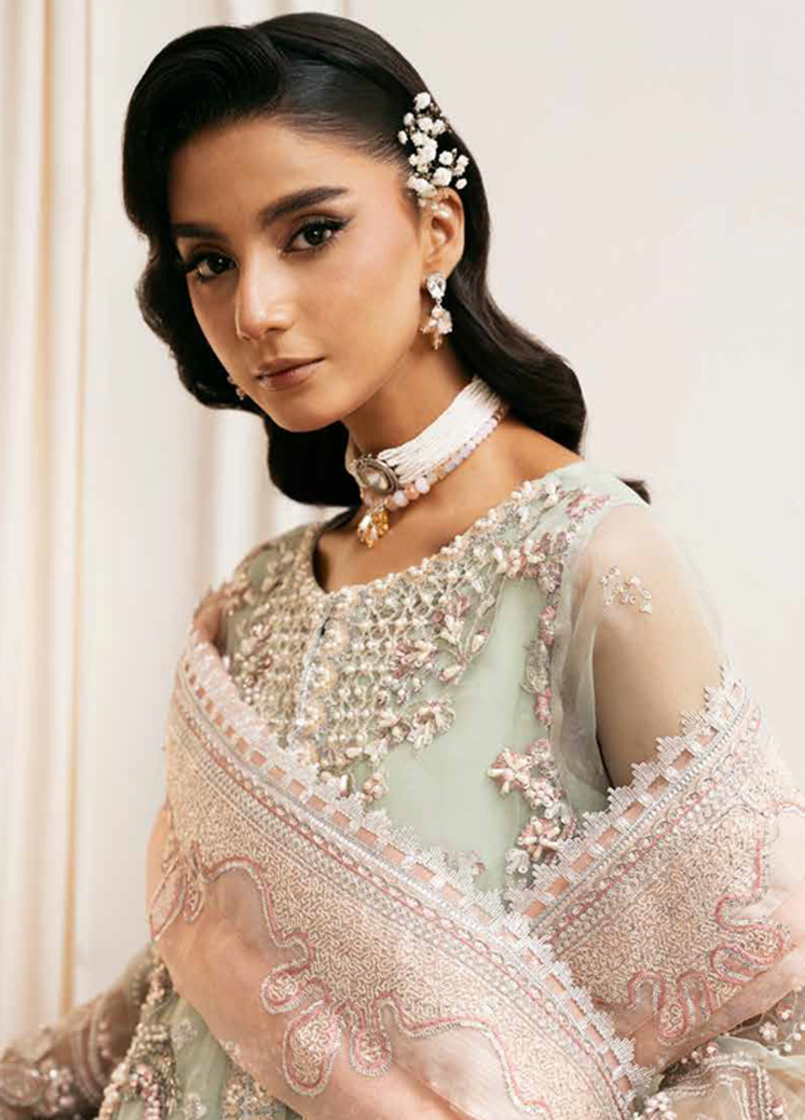 Inayat By AJR Couture Embroidered Organza 3 Piece Unstitched Suit AJRC24IW D-02 TEEL TALE Inayat By AJR Couture Embroidered Organza 3 Piece Unstitched Suit AJRC24IW D-02 TEEL TALE