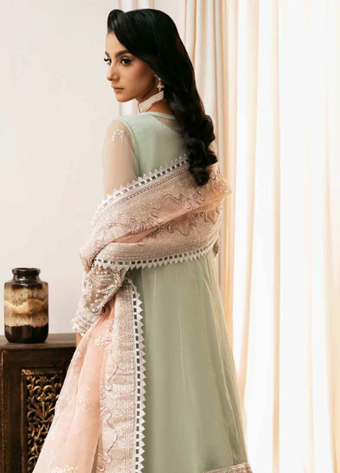 Inayat By AJR Couture Embroidered Organza 3 Piece Unstitched Suit AJRC24IW D-02 TEEL TALE Inayat By AJR Couture Embroidered Organza 3 Piece Unstitched Suit AJRC24IW D-02 TEEL TALE