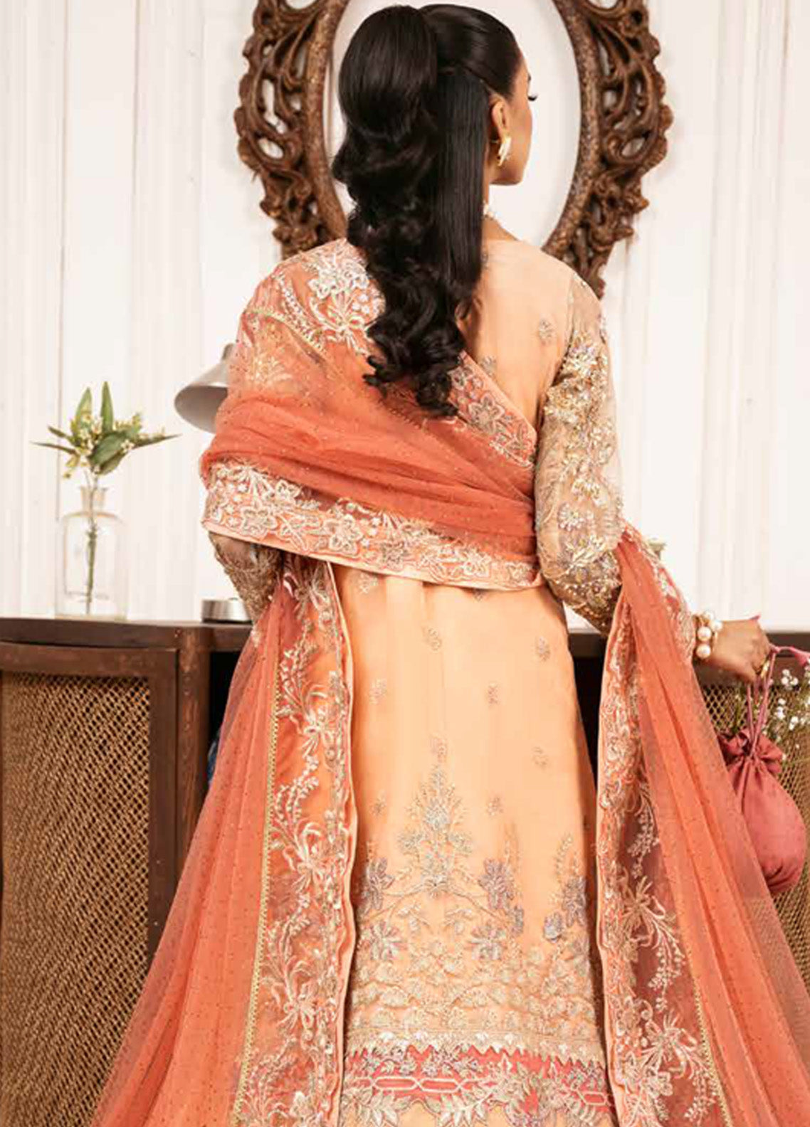 Inayat By AJR Couture Embroidered Organza 3 Piece Unstitched Suit AJRC24IW D-03 SUN KISSED Inayat By AJR Couture Embroidered Organza 3 Piece Unstitched Suit AJRC24IW D-03 SUN KISSED