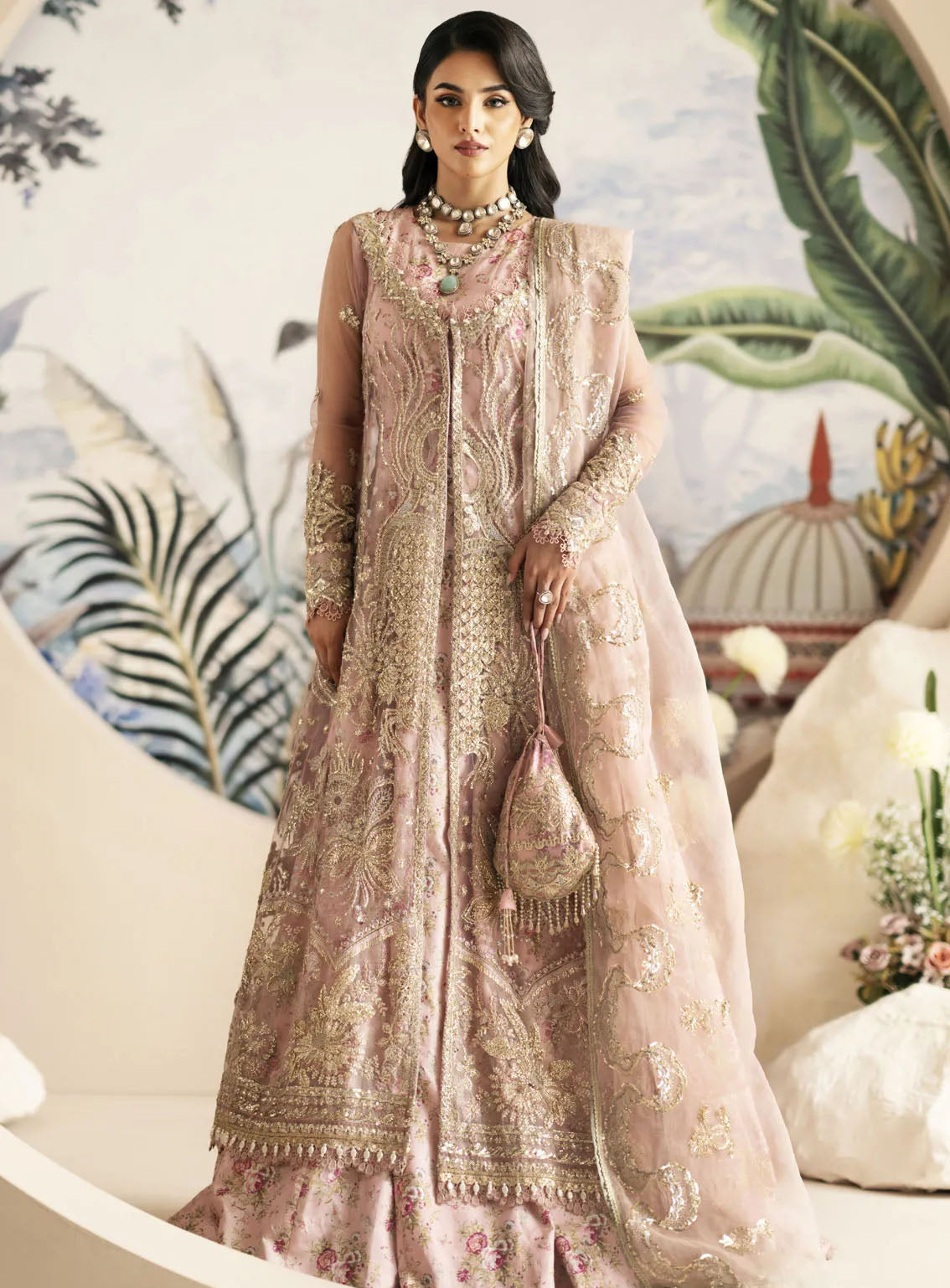 Inayat By AJR Couture Festive Formals Embroidered Net 3 Piece Unstitched Suit ARJC24I AFF-01 BEGONIA Inayat By AJR Couture Festive Formals Embroidered Net 3 Piece Unstitched Suit ARJC24I AFF-01 BEGONIA