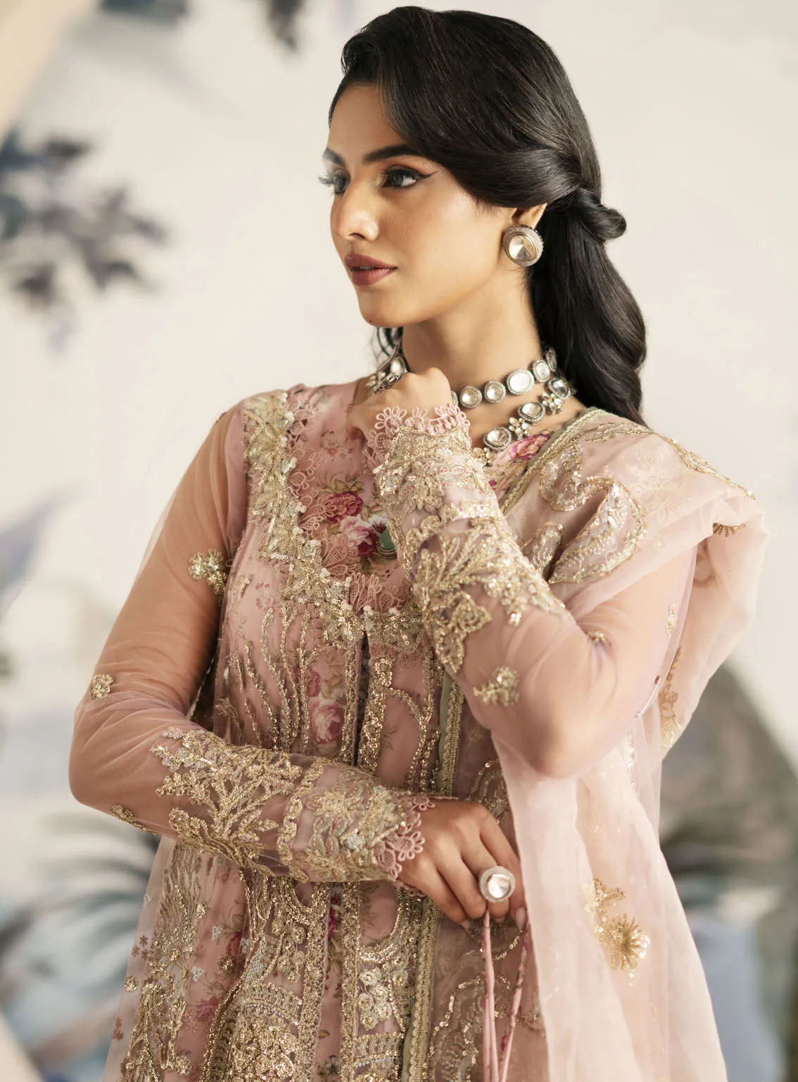 Inayat By AJR Couture Festive Formals Embroidered Net 3 Piece Unstitched Suit ARJC24I AFF-01 BEGONIA Inayat By AJR Couture Festive Formals Embroidered Net 3 Piece Unstitched Suit ARJC24I AFF-01 BEGONIA