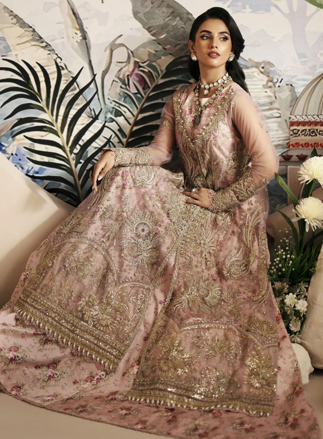 Inayat By AJR Couture Festive Formals Embroidered Net 3 Piece Unstitched Suit ARJC24I AFF-01 BEGONIA Inayat By AJR Couture Festive Formals Embroidered Net 3 Piece Unstitched Suit ARJC24I AFF-01 BEGONIA
