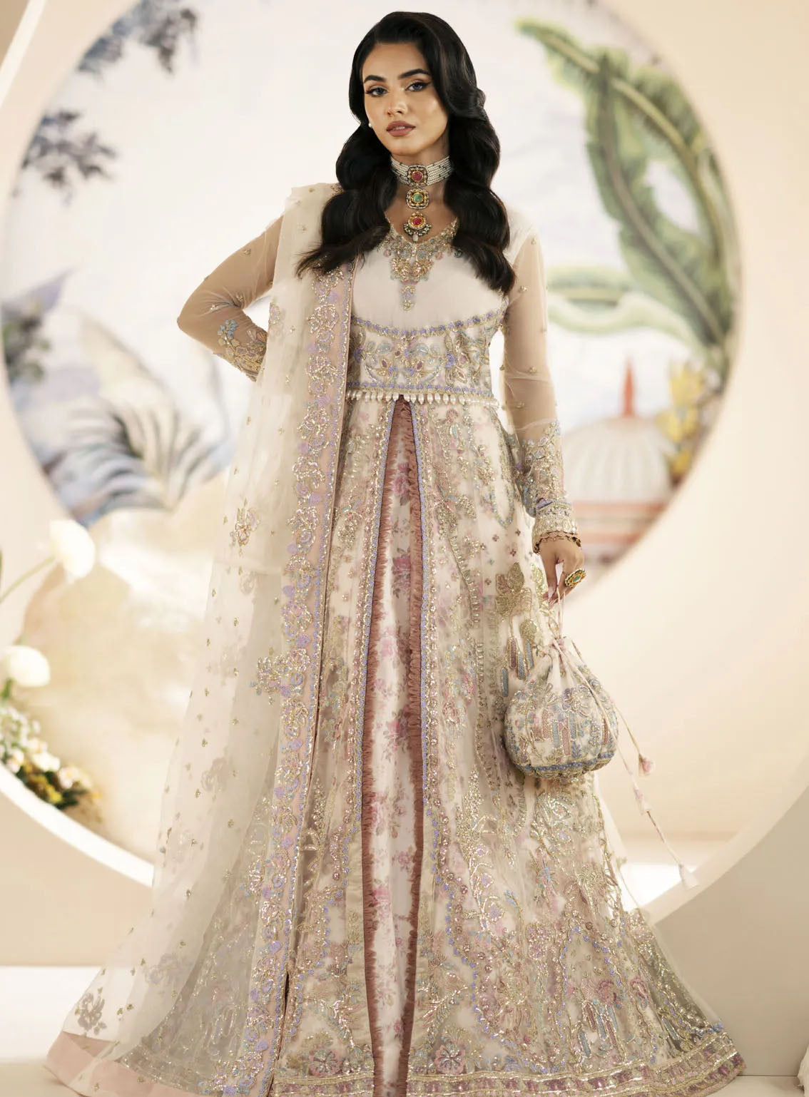 Inayat By AJR Couture Festive Formals Embroidered Net 3 Piece Unstitched Suit ARJC24I AFF-03 AMARYLLIS Inayat By AJR Couture Festive Formals Embroidered Net 3 Piece Unstitched Suit ARJC24I AFF-03 AMARYLLIS