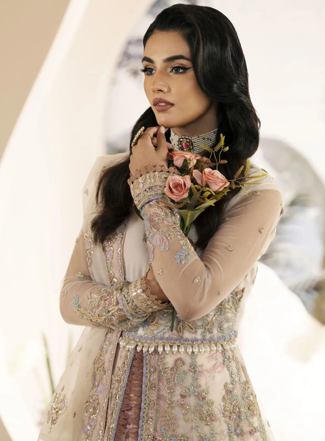 Inayat By AJR Couture Festive Formals Embroidered Net 3 Piece Unstitched Suit ARJC24I AFF-03 AMARYLLIS Inayat By AJR Couture Festive Formals Embroidered Net 3 Piece Unstitched Suit ARJC24I AFF-03 AMARYLLIS