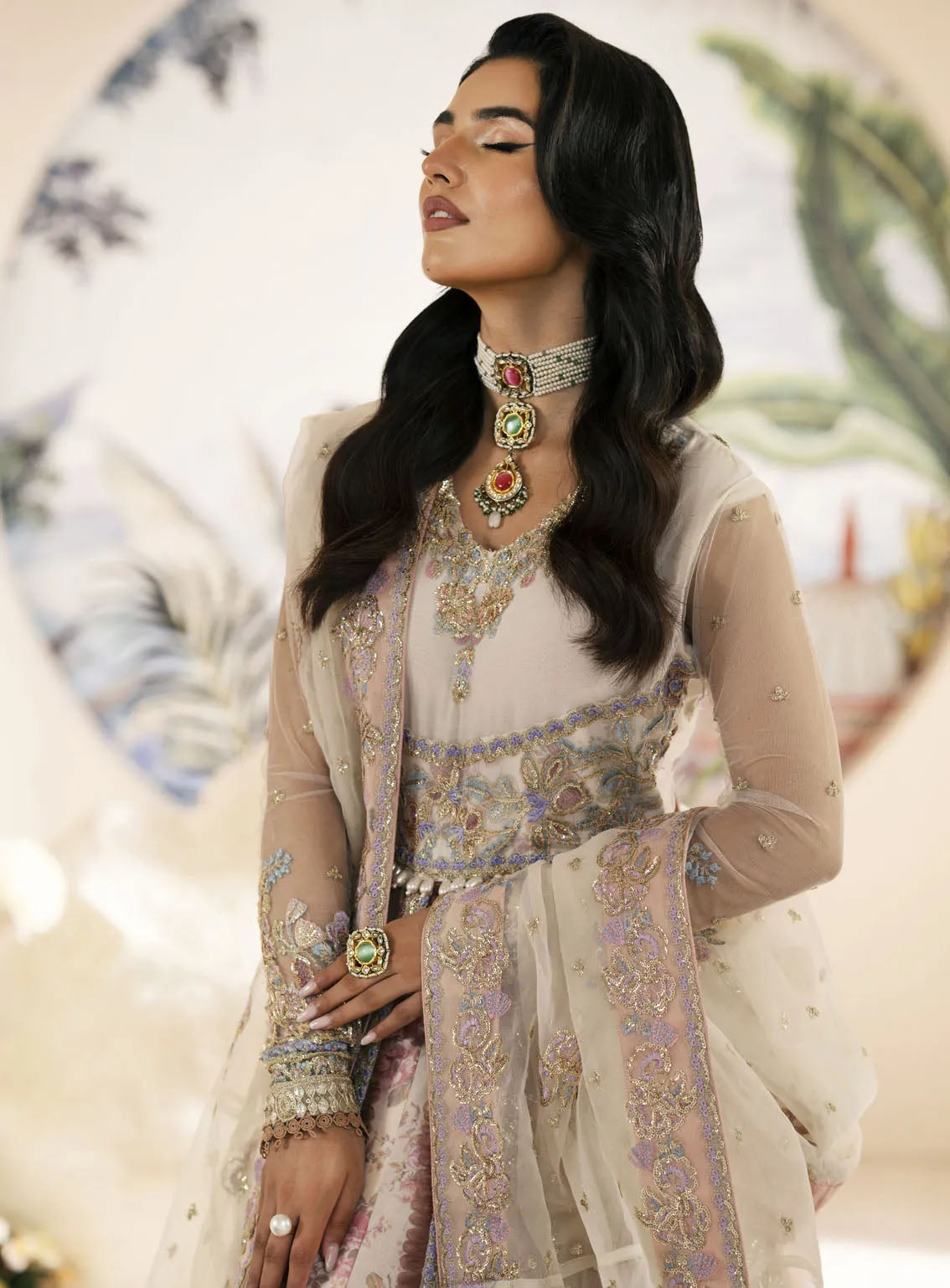 Inayat By AJR Couture Festive Formals Embroidered Net 3 Piece Unstitched Suit ARJC24I AFF-03 AMARYLLIS Inayat By AJR Couture Festive Formals Embroidered Net 3 Piece Unstitched Suit ARJC24I AFF-03 AMARYLLIS