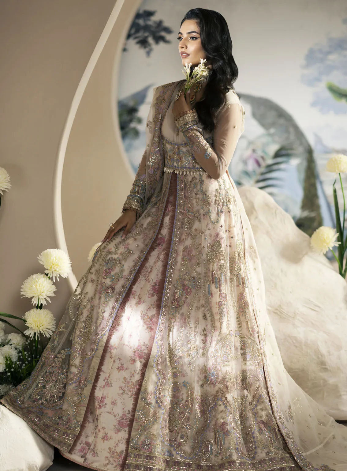 Inayat By AJR Couture Festive Formals Embroidered Net 3 Piece Unstitched Suit ARJC24I AFF-03 AMARYLLIS Inayat By AJR Couture Festive Formals Embroidered Net 3 Piece Unstitched Suit ARJC24I AFF-03 AMARYLLIS