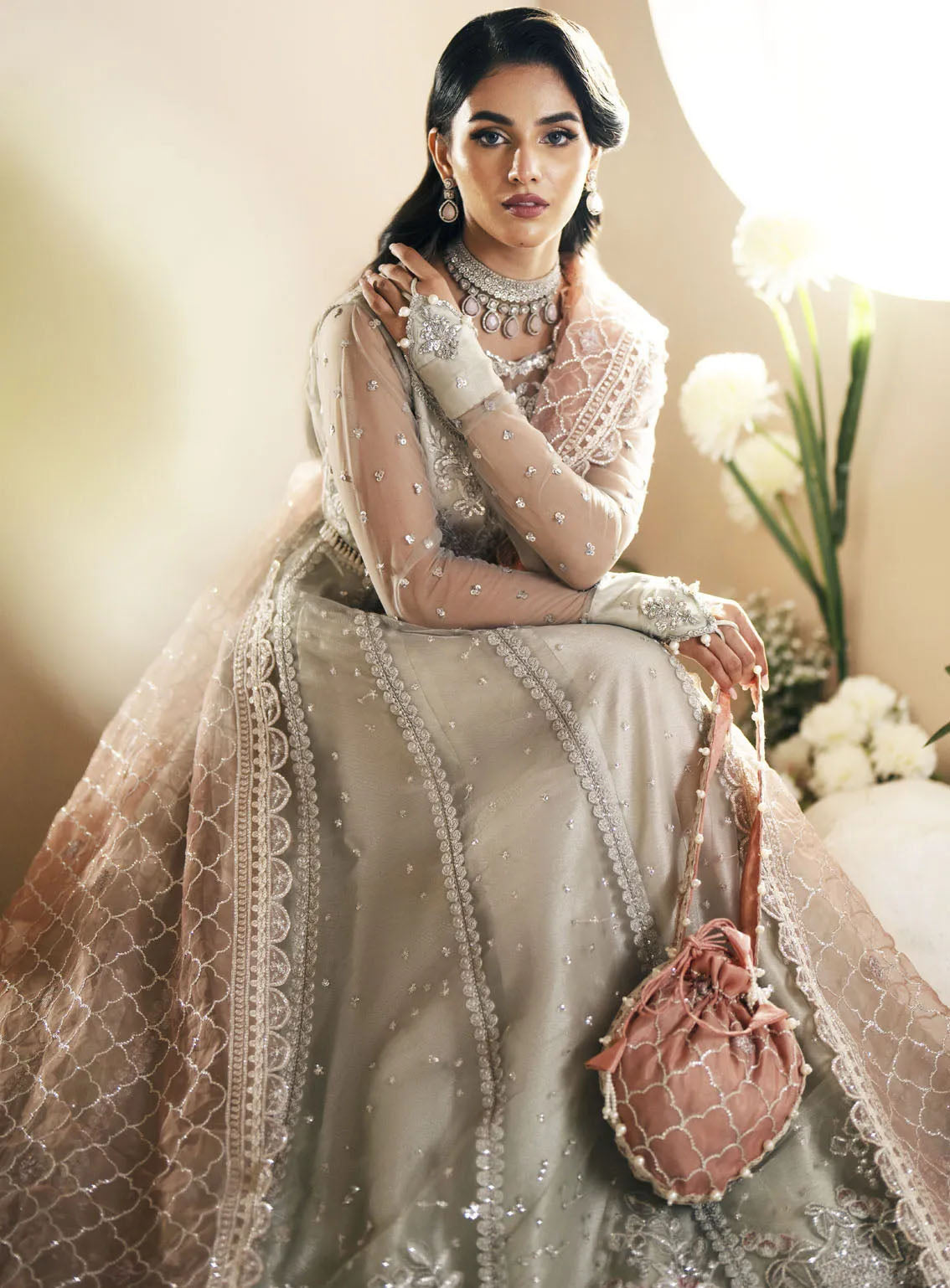 Inayat By AJR Couture Festive Formals Embroidered Net 3 Piece Unstitched Suit ARJC24I AFF-04 MAGNOLIA Inayat By AJR Couture Festive Formals Embroidered Net 3 Piece Unstitched Suit ARJC24I AFF-04 MAGNOLIA