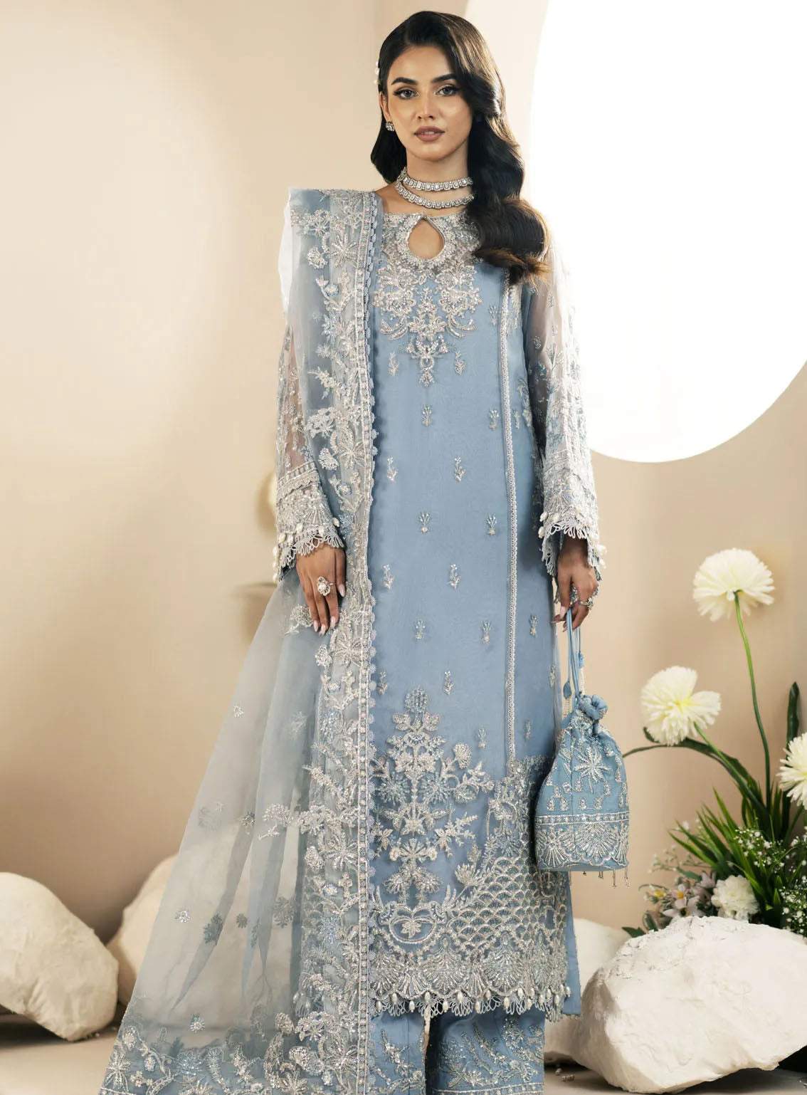 Inayat By AJR Couture Festive Formals Embroidered Organza 3 Piece Unstitched Suit ARJC24I AFF-02 LOTUS Inayat By AJR Couture Festive Formals Embroidered Organza 3 Piece Unstitched Suit ARJC24I AFF-02 LOTUS