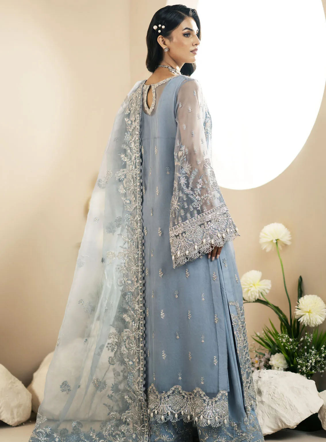 Inayat By AJR Couture Festive Formals Embroidered Organza 3 Piece Unstitched Suit ARJC24I AFF-02 LOTUS Inayat By AJR Couture Festive Formals Embroidered Organza 3 Piece Unstitched Suit ARJC24I AFF-02 LOTUS