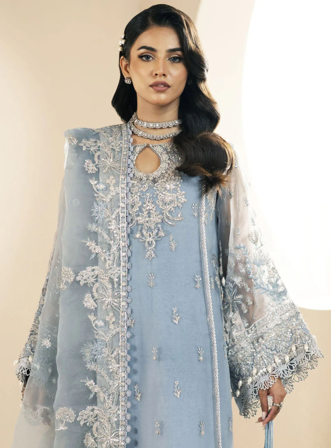 Inayat By AJR Couture Festive Formals Embroidered Organza 3 Piece Unstitched Suit ARJC24I AFF-02 LOTUS Inayat By AJR Couture Festive Formals Embroidered Organza 3 Piece Unstitched Suit ARJC24I AFF-02 LOTUS