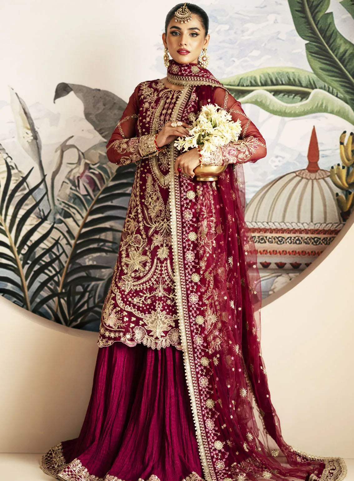 Inayat By AJR Couture Festive Formals Embroidered Organza 3 Piece Unstitched Suit ARJC24I AFF-06 ZINNIA Inayat By AJR Couture Festive Formals Embroidered Organza 3 Piece Unstitched Suit ARJC24I AFF-06 ZINNIA