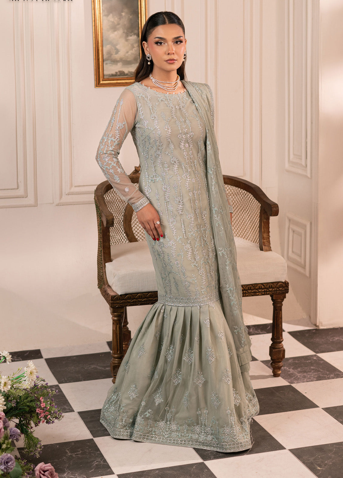 Inayat By Zarif Embroidered Net 3 Piece Unstitched Suit ZF24I ZRI-02 GULZAAR Inayat By Zarif Embroidered Net 3 Piece Unstitched Suit ZF24I ZRI-02 GULZAAR