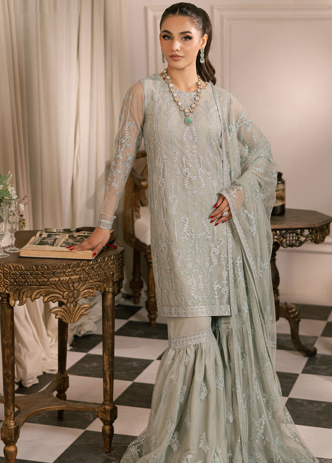 Inayat By Zarif Embroidered Net 3 Piece Unstitched Suit ZF24I ZRI-02 GULZAAR Inayat By Zarif Embroidered Net 3 Piece Unstitched Suit ZF24I ZRI-02 GULZAAR