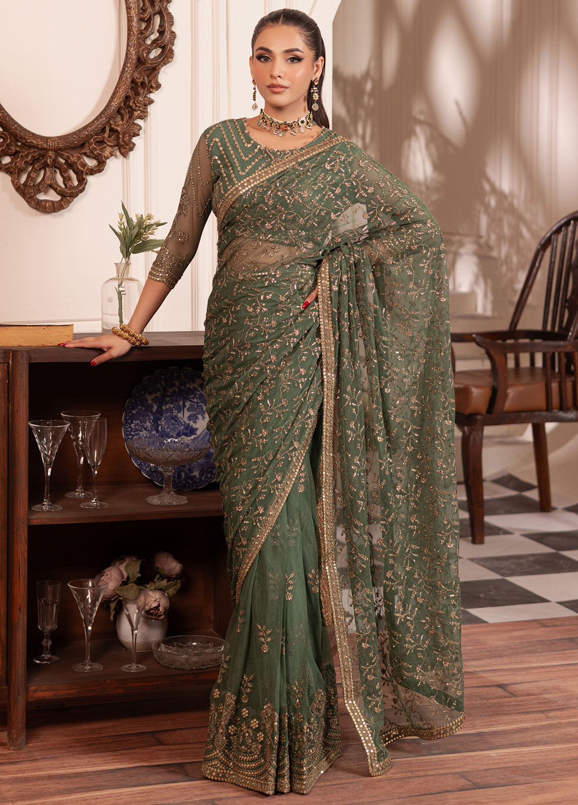 Inayat By Zarif Embroidered Net 3 Piece Unstitched Suit ZF24I ZRI-04 SHABAB Inayat By Zarif Embroidered Net 3 Piece Unstitched Suit ZF24I ZRI-04 SHABAB