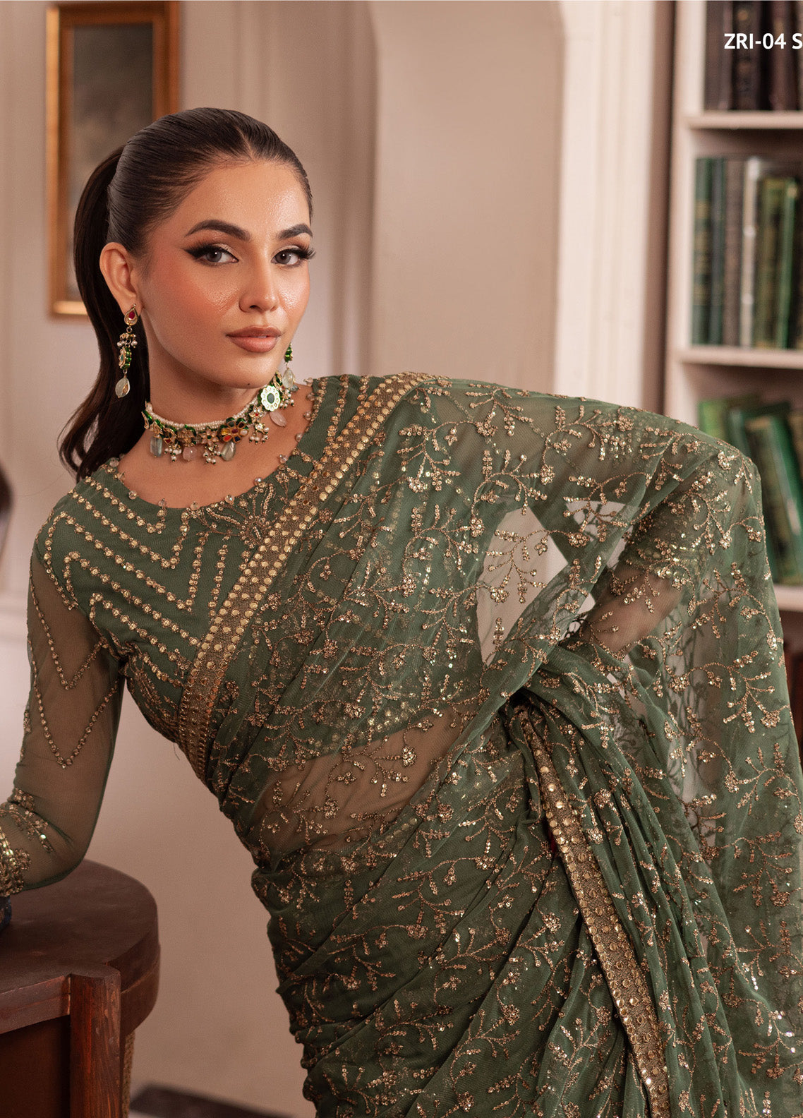 Inayat By Zarif Embroidered Net 3 Piece Unstitched Suit ZF24I ZRI-04 SHABAB Inayat By Zarif Embroidered Net 3 Piece Unstitched Suit ZF24I ZRI-04 SHABAB