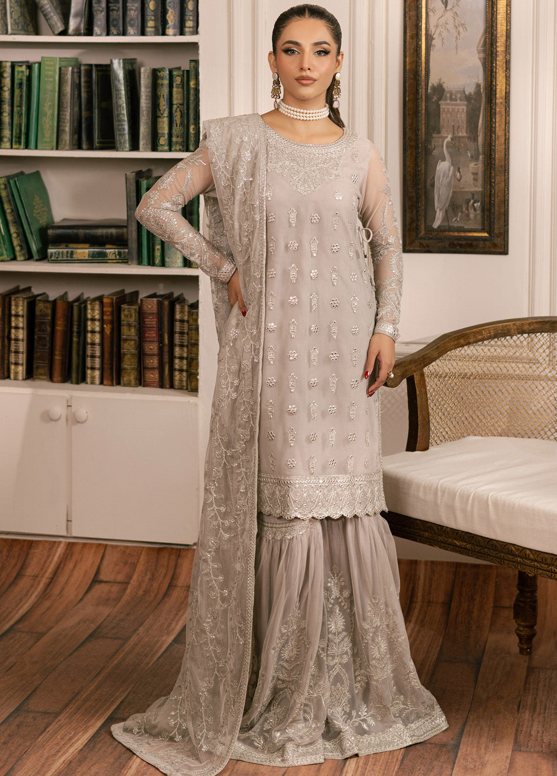 Inayat By Zarif Embroidered Net 3 Piece Unstitched Suit ZF24I ZRI-05 DHANAK Inayat By Zarif Embroidered Net 3 Piece Unstitched Suit ZF24I ZRI-05 DHANAK