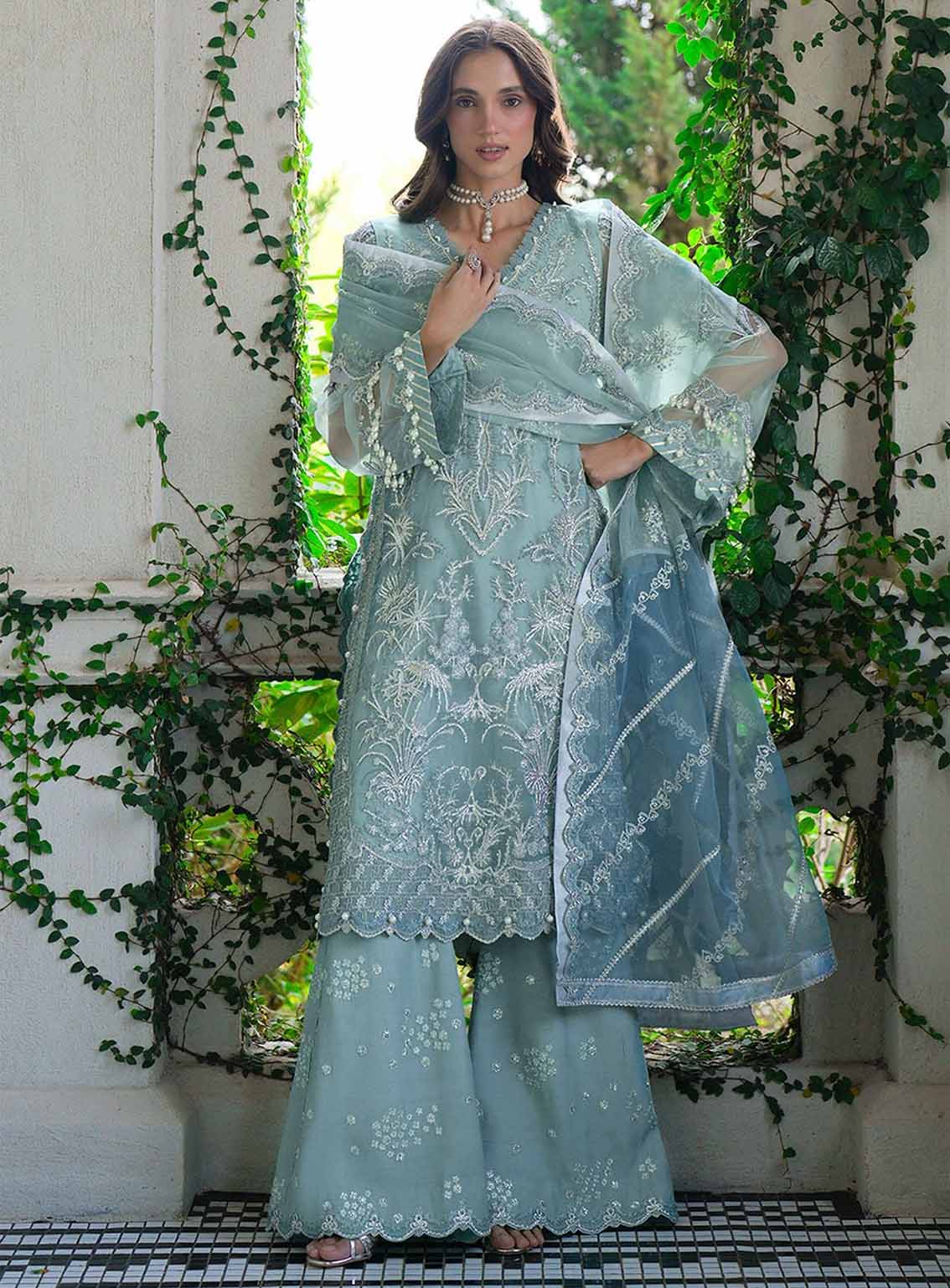 Inayat Premium Festive Formals Embroidered Organza 3 Piece Unstitched Suit INP25FF D-01 MOONLIGHT Inayat Premium Festive Formals Embroidered Organza 3 Piece Unstitched Suit INP25FF D-01 MOONLIGHT