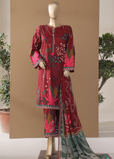 Intermix Art & Craft By HZ Textile Printed Cambric 3 Piece Stitched Suit HZ25IA&C ELP-532 TROPICAL MARSALA